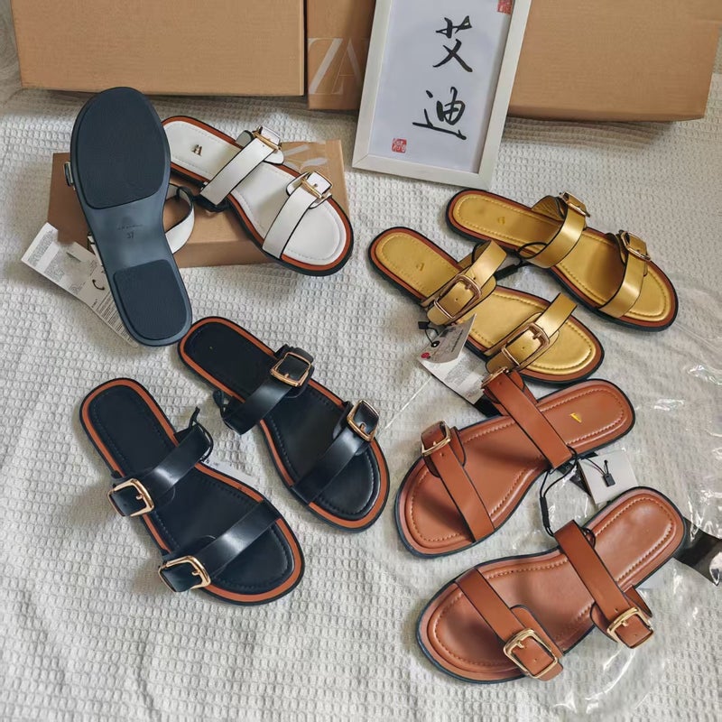 Aidi Ins New Popular Zar Original Flats Shoes Women'S Belt Buckle Sandals Slippers Sandals - Image 3